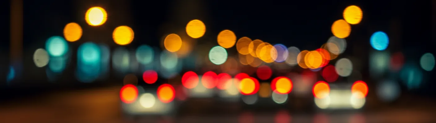 Colorful city lights at night