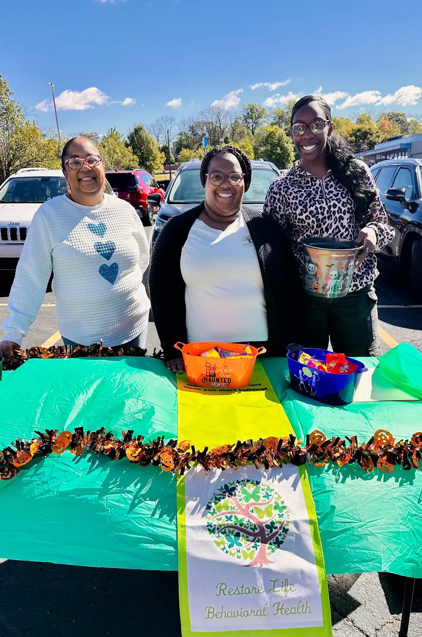 A family visits the Fall Safety Festival together.
