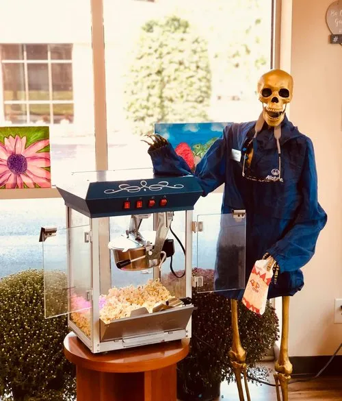 Stop by! You might catch Skully whipping up some popcorn.